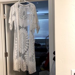 White with decorations duster.